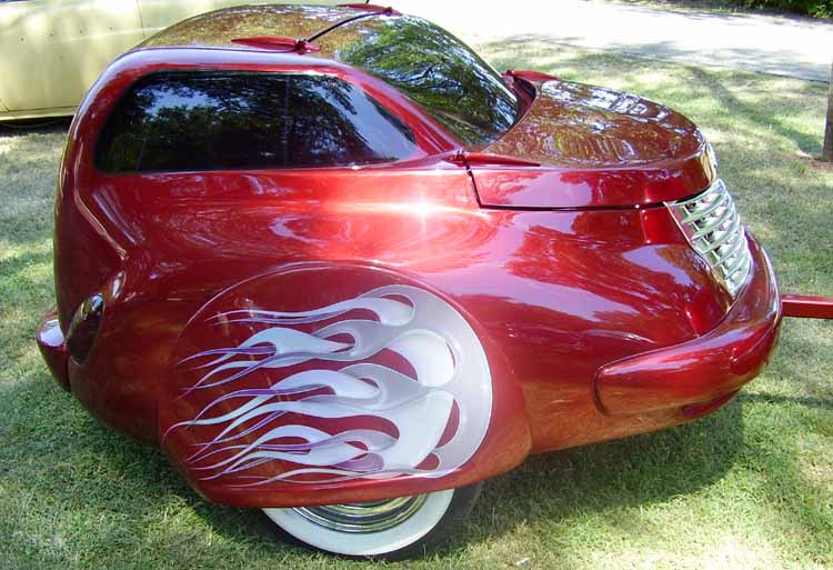 Red with White Flames Wheel Cover PT Trailer